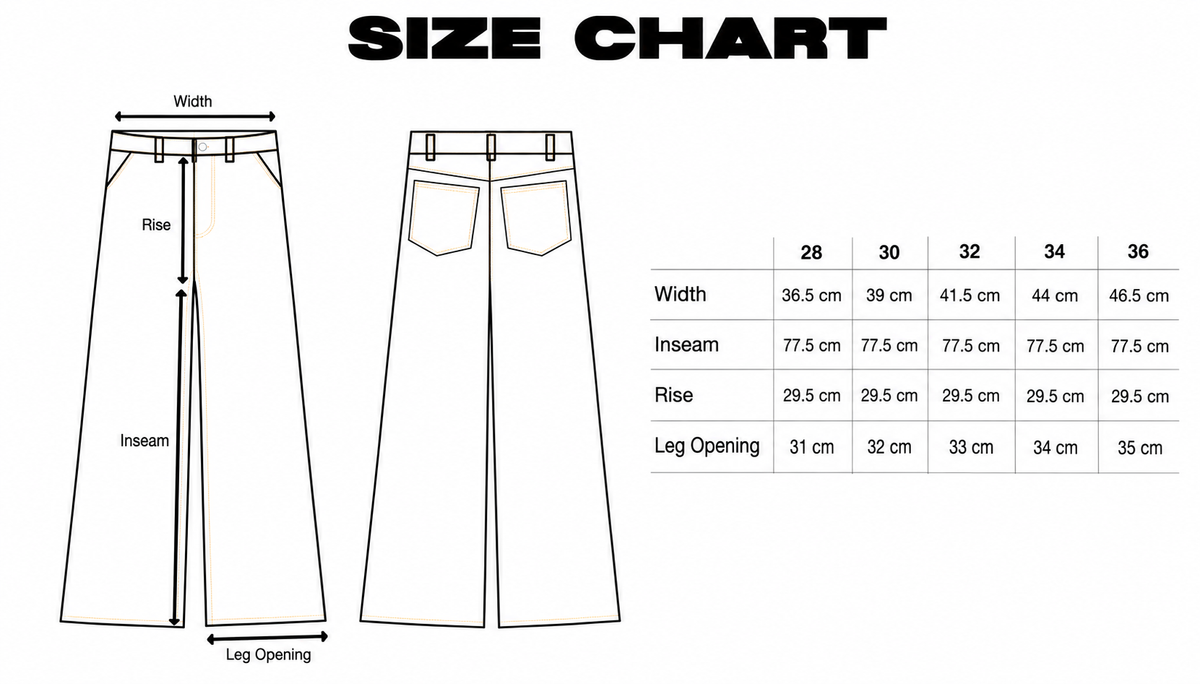 Surf Denim size chart