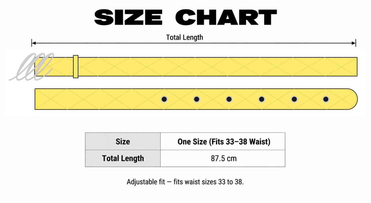 Quilted Leather Belt size chart